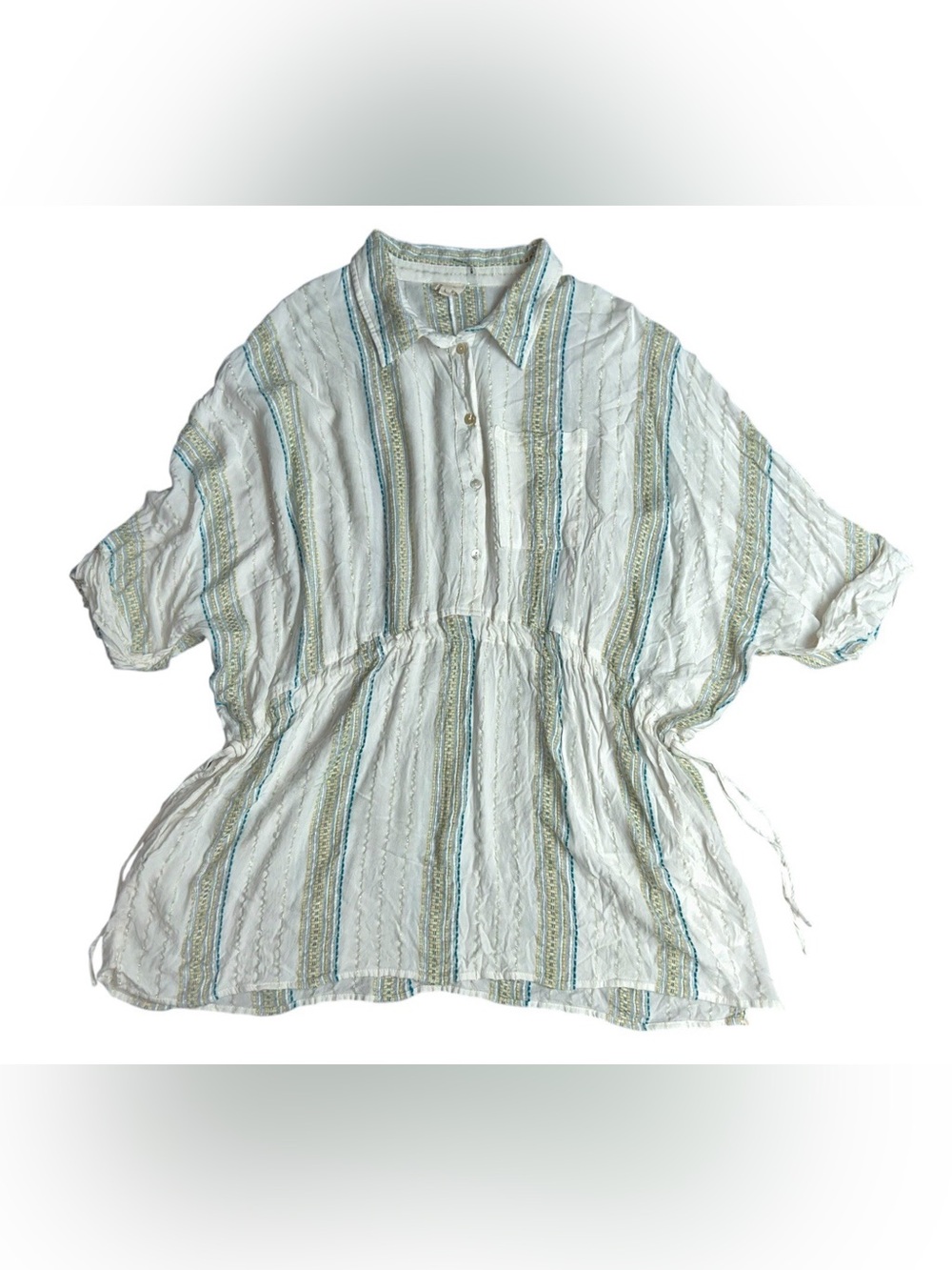 Elan Woman’s Large Bathing Suit Coverup Tunic Dress Striped Metallic
